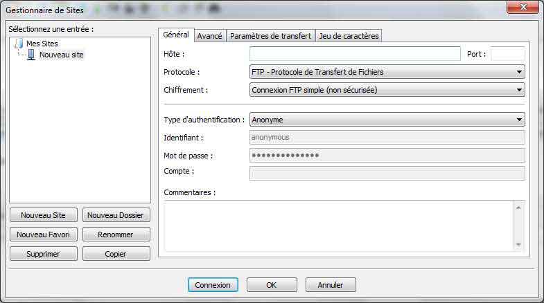 utiliser-gestionnaire-filezilla